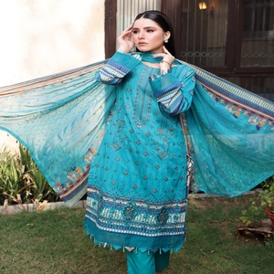 Costumes de pelouse musulmans décontractés de marque Haris 3 pièces pour femmes coutures personnalisées taille adulte vêtements indiens et pakistanais - Product Image 3