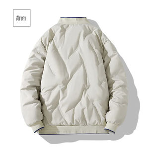 Chaqueta de béisbol de poliéster unisex para invierno, abrigo informal con cremallera, abrigo universitario con logotipo personalizado, ropa de abrigo cálida sin cuello - Product Image 3