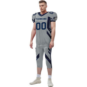 ชุดกีฬาผู้ชายชุดเครื่องแบบอเมริกันฟุตบอลสีเทาไซส์ใหญ่น้ำหนักเบา - Product Image 4