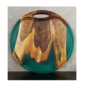 Planche à découper ronde en bois faite à la main avec un design simple vaisselle de service et de légumes pour la cuisine matériel PC 2025 - Product Image 6