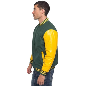 Chaquetas universitarias de béisbol de alta calidad de dos tonos lisas en blanco, chaqueta universitaria bordada con parche de chenilla personalizada para hombres - Product Image 3