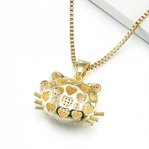 เครื่องประดับผู้หญิงสุดฮิต ดีไซน์โบว์สีชมพูประดับเพชรซิคอน เงินแท้ 925 จี้เฮลโลคิตตี้สไตล์ฮิปฮอป - Product Image 4