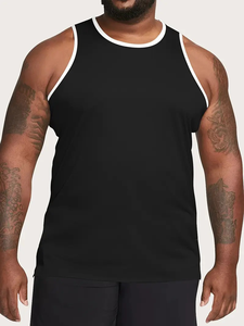 Débardeurs à col rond grande taille pour hommes en coton/polyester 100% tricot légèrement extensible de couleur unie sans manches - Product Image 5