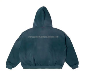 Fabricante de ropa personalizada 100% algodón de peso pesado lavado ácido Boxy Fit pulóver bordado desgastado Sun Faded Hoodie - Product Image 2