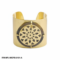 Bracelet Mandala Artisanal avec Incrustation de Nacre Foncée et Filigrane Floral – Tendance, Idéal pour Soirées, Cadeau pour Elle – KENWAY SARTAJ