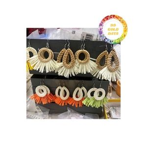 ต่างหูหวาย Boho 2025การออกแบบที่ทันสมัยทำจากวัสดุธรรมชาติที่มีสไตล์และอเนกประสงค์เหมาะสำหรับโอกาสที่ไม่เป็นทางการหรือเป็นทางการ - Product Image 3