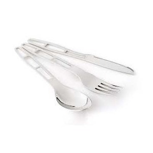 Ensemble de couverts en acier inoxydable plaqué argent avec manche incurvé en bois, couteau, fourchette et cuillère - Product Image 3