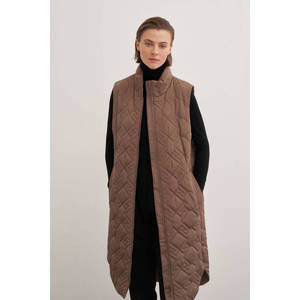 Women's Casual <b>Quilted</b> Vest with Zipper and Button Closure - Product Image 5
