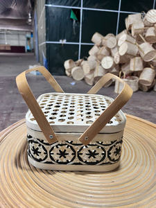 GIFTS & CRAFTS Boîte cadeau tissée avec couvercle Paniers en bambou tressés à la main de haute qualité pour mariage - Product Image 2