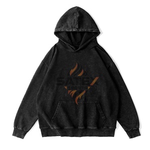 Heavyweight Acid Wash Pullover Hoodie Custom Oversized Streetwear Unisex Blank Vintage Sweatshirt for Wholesale - Product Image 2