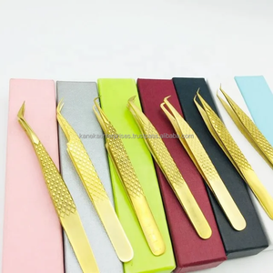 Golden Gold Professional Precision Anti-Static Eyelash Extension Tweezers Stainless Steel Beauty <b>Tool</b> for 12-14cm Lash - Product Image 4