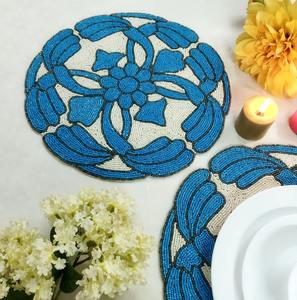 New Arrival Hot-Selling <b>Beaded</b> Design <b>Placemat</b> and Table Coaster Set Unique Novelty Style Handmade in India for Elegant Dining - Product Image 4