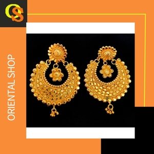 ชุดต่างหูพร้อม22CT สีทองประดับต่างหู Jhumka สำหรับผู้หญิงที่สวมใส่โดยผู้ส่งออกชาวอินเดีย - Product Image 4