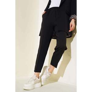 Mono negro con bolsillo en la cintura elástica para mujer, pantalones acampanados transpirables de Hip Hop con mallas técnicas arrugadas - Product Image 4