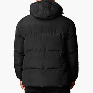 Wholesale 2025 High Street Style Men's <b>Canvas</b> Hooded Puffer Jacket Customized Logo and Pocket OEM Printed Winter Jacket - Product Image 2