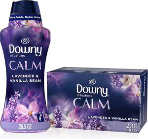 Downy Infusions Dryer Sheets Laundry Fabric Softener, Calm <b>Scent</b>, Lavender & Vanilla Bean - Product Image 1