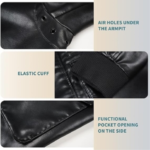 Custom Men's <b>Genuine</b> Leather Winter High Quality Patch Work Zip-Up Embroidered Waterproof Breathable Eco-Friendly Front Leather - Product Image 3