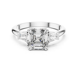 แหวนหมั้นเพชรแล็บโกรนสีเขียวมรกตทองคำ 14K |   เพชรที่เพาะเลี้ยงใหม่ - Product Image 2