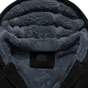 Sudadera con Capucha Negra Ligera con Cierre, Tendencia 2025, Venta al Por Mayor, para Hombre, Transpirable, de Poliéster/Algodón, con Cierre, Invierno, 2 Piezas, Alta Calidad - Product Image 2