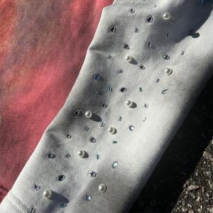 Strass impression numérique acide lavé graphique t-shirts pour hommes pierres précieuses Double couche T-shirt à manches longues pour t-shirts unisexes - Product Image 5