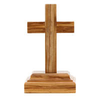 Crucifix de table avec base croix en bois d'olivier et statue de jésus en métal pour fournitures d'église décor religieux et autels de prière