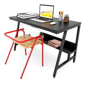 SIBA Foldable <b>Study</b> <b>Desk</b> with Iron Frame Bookshelf 120x60x75 cm for Bedroom or Hotel Model FD68034 - Product Image 4