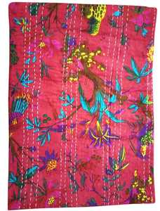 Manta de algodón Reversible de gran tamaño con estampado floral a mano de Kantha, venta al por mayor, lote de colcha Vintage cómoda - Product Image 2