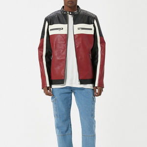 Veste en cuir pour hommes à prix réduit, tenue tendance de rue et de motard pour hommes - Product Image 4