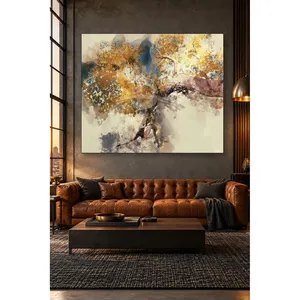 Impression sur toile Fida Watercolor Golden Leaf Old Tree - Product Image 4