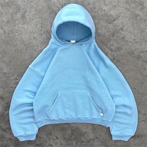 Custom 450GSM Boxy Heavyweight Drop Shoulder Heavy Weight Algodón de gran tamaño Fleece West Hoodie Custom Made Boxy Hoodie - Product Image 5