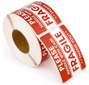 Red Fragile Warning Sticker Label Roll Please Handle With Care Thank You Shipping Label for Moving Packing Box