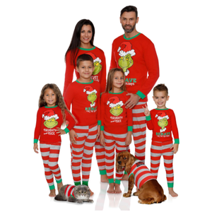 Pijamas de algodón navideños a juego para mujer, conjunto de pijama suave de punto con estampado de dibujos animados, talla 3XL - Product Image 2