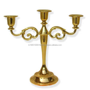 Candélabre en laiton de luxe pour la décoration de mariage et de fête en laiton bougeoirs à 3 bras candélabres centre de table - Product Image 3