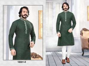 Ensemble Kurta Pyjama Traditionnel pour Hommes, Vêtement Ethnique Indien, Tenue de Fête de Mariage, Style Classique, Robe à la Mode - Product Image 5