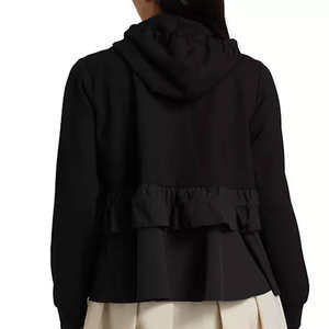 Ropa informal de manga larga de Color negro para mujer, sudaderas con capucha de diseño único, sudadera de algodón y poliéster para mujer, sudadera con cremallera completa para mujer - Product Image 6