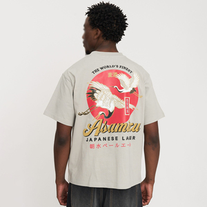 T-shirt en coton Asamizu Japanese Lager Print Streetwear, style boxy, imprimé, fabricant de vêtements, t-shirts personnalisés Y2K pour hommes - Product Image 1