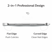 Ensemble de 3 pousse-cuticules en acier inoxydable, outil de préparation des ongles à double extrémité carrée et plate, kit professionnel de manucure et pédicure réutilisable