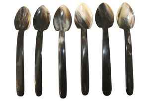 Cuillère en corne de boeuf de vache de haute qualité avec poignée en résine faite à la main nouveau Design Restaurant cuillère de service Technique polie - Product Image 2