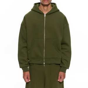 100% algodón Unisex Zip Up Hoodie Vintage Wash con logotipo personalizado Screen Print Rhinestones Zip UP Hoodies Sudaderas con capucha duraderas para hombres - Product Image 4