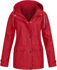 Gabardina de longitud media más vendida para mujer con capucha chaqueta de lluvia de rayas sólidas invierno a prueba de viento al aire libre más impermeable con capucha - Product Image 5
