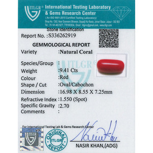 Pierre précieuse carrée en corail rouge naturel de haute qualité (9,41 carats) - Certificat GIA, polie, traitée thermiquement, hauteur 8 mm - Product Image 4