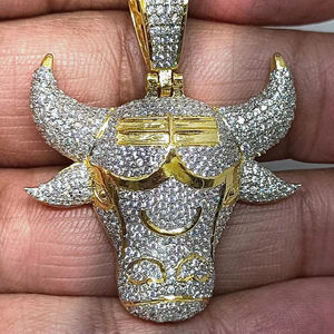 Hip Hop VVS Moissanite <b>Pendant</b> Round Cut Diamond Ice Out <b>Pendant</b> Jewelry <b>Charm</b> For Men's 925 Sterling Silver - Product Image 4