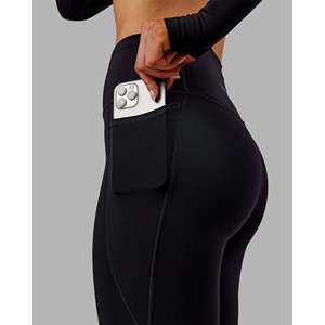 High-Rise Patterned Yoga <b>Leggings</b> with Pockets Full Length Tie Dye Nylon-Spandex Blend - Product Image 3