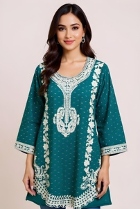 Punjabi pakistanais brodé court Kurta Shalwar ethnique pakistanais manches avec Sharara Pallazo Farshi Shalwar Coord ensemble Inde - Product Image 5
