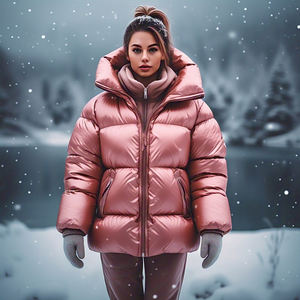 Venta al por mayor de invierno burbuja Puffer chaqueta abrigo mujer de alta calidad de gran tamaño burbuja Streetwear Puffer cremallera abrigo chaqueta señoras - Product Image 1