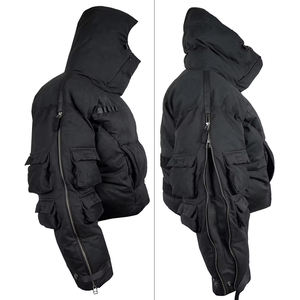 Chaqueta Acolchada Personalizada de Estilo Urbano para Hombre, de Seda/Algodón, con Bolsillos Tipo Cargo, Ligera, con Cuello Alto y Logotipo Frontal - Product Image 4