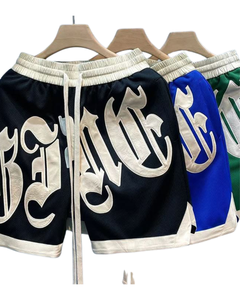 Pantalones cortos de baloncesto unisex para hombre con bordado de letras calientes Estilo de calle vintage Contraste de color Pantalones de chándal sueltos Impresión de soplo - Product Image 1