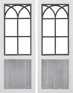 Placa de parede de janela branca de salgueiro, conjunto de 2 peças, americano, projetado, branco, 12x1x31.5 polegadas