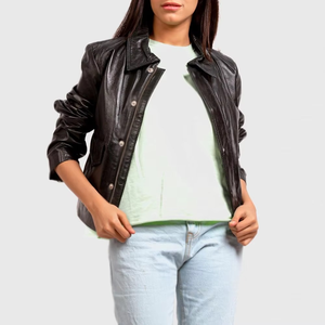 Chaqueta de Cuero para Mujer al por Mayor, Chaqueta de Cuero de Manga Larga, Diseño OEM, Logotipo Personalizado, Chaquetas de Cuero Transpirables para Mujer - Product Image 1