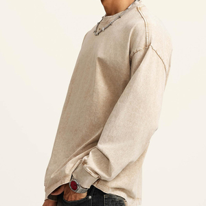 เสื้อสเวตเชิ้ตผ้าฝ้ายสำหรับผู้ชายเสื้อ100% กันหดคอกลมลายกรดซักแบบปรับแต่งได้ไซส์ใหญ่ - Product Image 2